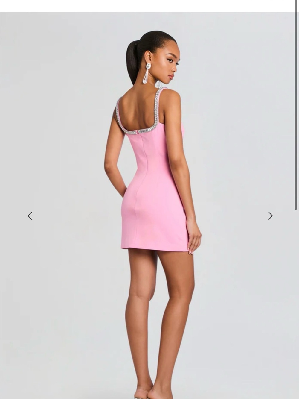 Retrofete Pink Crystal-Trim Keyhole Mini Dress - Picture 3 of 4